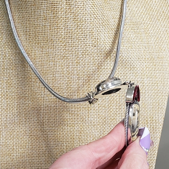 Garnet necklace, jasper necklace, 925 silver jasper garnet pendant necklace - Picture 8 of 13